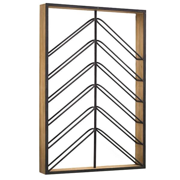 Wood and Metal Wall Mounted Wine Rack (36.25" x 24.25") Bed Bath